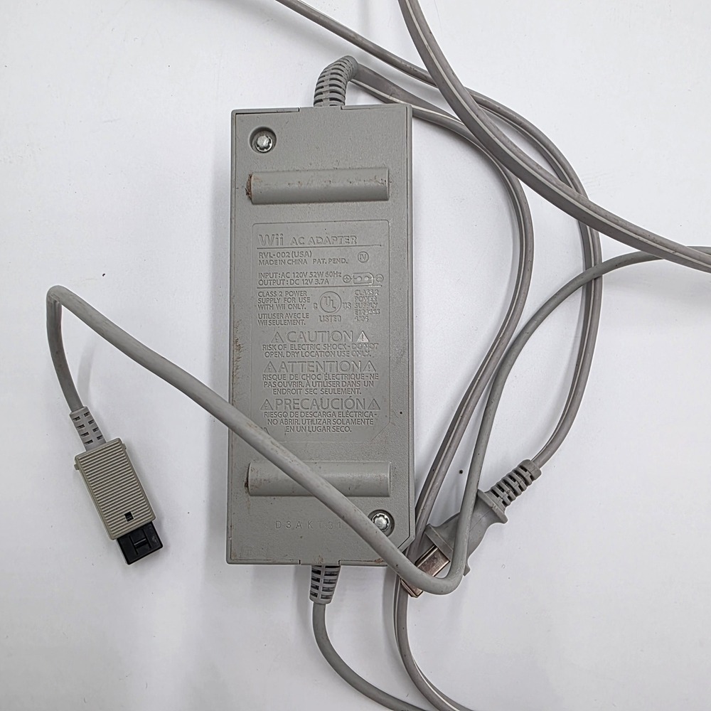 Nintendo Wii AC Adapter RVL-002 Official OEM Power Supply Cable Gray RVL-002 USA